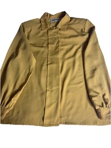 Vintage Yves St Clair Damen Bluse 12 Langarm Polyester gelb Stickerei - Bild 1 von 13