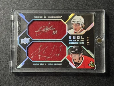 Patrick Kane Jonathan Toews 2008 UD NEGRO DOBLE MARCAS DE OBSIDIANA PARCHE AUTOMÁTICO/25 Foto 1 de 2