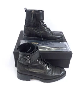 Massimo Dutti Women's Lace Up Ankle Boots with Flaps Black Size UK 6 in Box - Picture 1 of 16