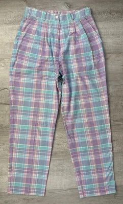 Vintage Jantzen Plaid Pants 80s High Rise Golf Slacks Womens 12 (Actual 28X28) - Image 1 of 4