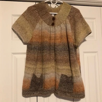 Dress Barn Multicolored Short Sleeve Knit Cardigan Women Size 22/24 Pockets Cozy - Image 1 of 4