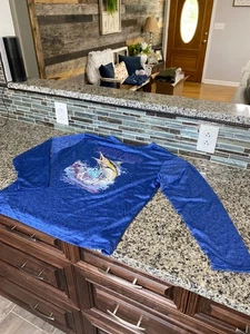 Spicy Tuna Fishing Shirt Mens XL Performance Long Sleeve Puerto Plata Deep Blue - Picture 1 of 5