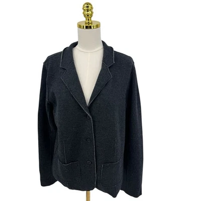 Chaqueta Blazer Suéter Suave Acogedor Talla L Gris Eileen Fisher Para Mujer 100% Lana Merino Foto 1 de 4