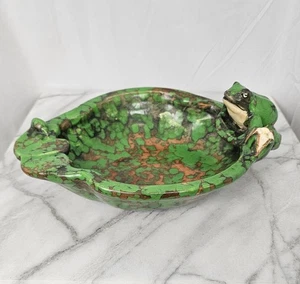 Weller Coppertone Kunstkeramik 10 1/2" Frosch auf Lilie Pad Konsole Schüssel 1920er - Bild 1 von 12