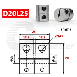 30pcs D20L25 Aluminum Shaft Coupling Rigid Clamp Jaw Coupler 8mm to 10mm Bore - Picture 1 of 2