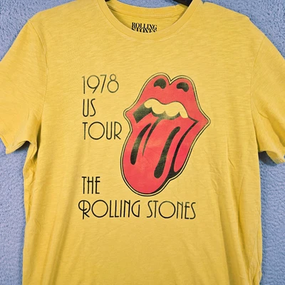 LUCKY BRAND Rolling Stones Mens Extra Large XL Yellow 78 America Tour CASUAL NWT - Image 1 of 4