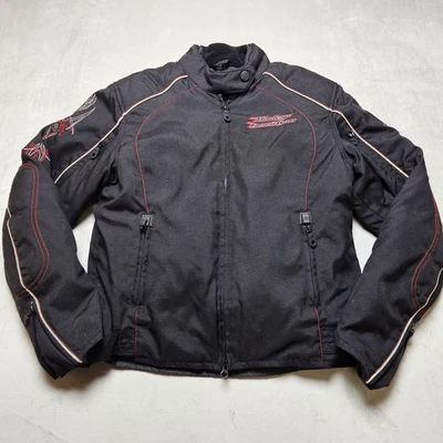 Harley-Davidson Women's M Riding Jacket Black Red Skull Tribal Arm Padded Liner - Image 1 of 4