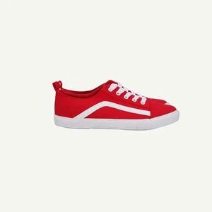 Dune London Womens Red Canvas Flat Shoes - Picture 1 of 12