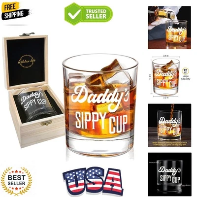 Vaso de whisky Daddy's Sippy Cup 12 oz, regalo único para papá en caja de madera valiosa, Fu... Foto 1 de 4