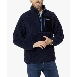 Vineyard Vines Jacket Mens Black Fuzzy Fleece Sherpa Outdoor Hiking Camping Sz L - Picture 1 of 12