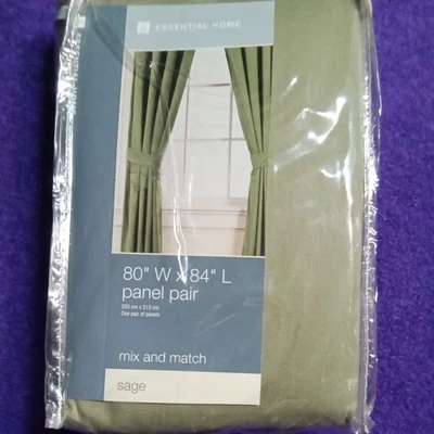 ESSENTAIL HOME~ 80W × 84 L panel Pair. Sage - Image 1 of 4