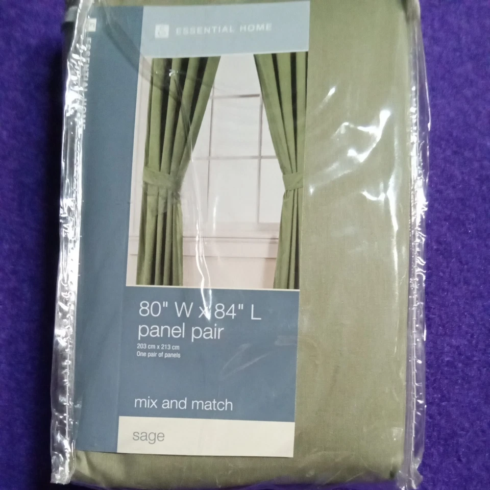 ESSENTAIL HOME~ 80W × 84 L panel Pair. Sage - Image 1 of 4