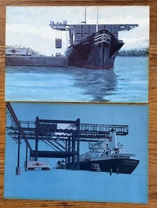1960’s Sea-Land Service Inc 2 Posters Houston & Ponce Container Ships Rare - Picture 1 of 4