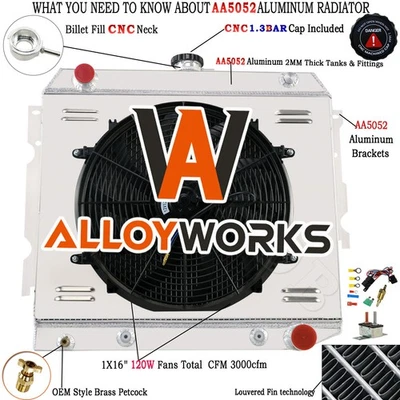 2374 3 Row Radiator Shroud Fan For 1970-74 Dodge Challenger/Charger/Coronet 5.2L Foto 1 de 4