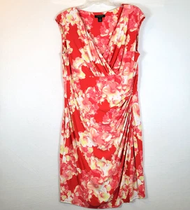 Lauren Ralph Lauren Womens Floral Faux Wrap Tank Shift Dress Size 16W Pink - Picture 1 of 11