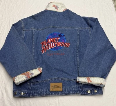 Jaqueta jeans vintage Planet Hollywood Las Vegas anos 90 azul denim azul masculina XXL - Imagem 1 de 4