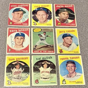 1959 Topps Baseball Karten Lot (9) Vintage nicht bewertet, aber sehr guter Zustand - Bild 1 von 7