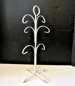 Vintage 1960'S Metal 6 Cup Mug Tree Rack White Retro - Picture 1 of 4