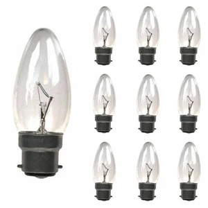 10x CANDLE 240V 40W B22D CLEAR CANDLE - Picture 1 of 1