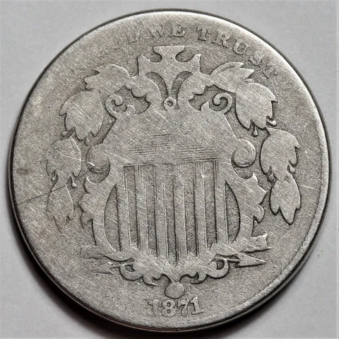 1871 Shield Nickel - US Key Date 5c Coin - L37 Cover