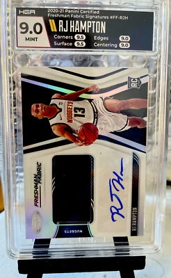 Freshman Fabric Signatures RC Auto RJ Hampton No.FF-RJH Den Nuggets HGA 9.0 - Image 1 of 3