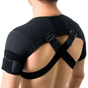 Double Shoulder Brace Torn Rotator Cuff Pain Relief Support Sleeve Adjustable HL - Picture 1 of 11