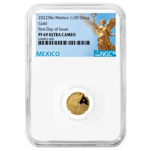 2022 Proof Gold Mexican Libertad Onza 1/20 oz NGC PF69UC FDI Mexico Label - Picture 1 of 2