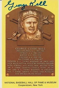 GEORGE KELL AUTOGRAPHED GOLD HOF PLAQUE POSTCARD EX/NM - Picture 1 of 2