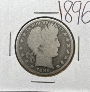 Moneda de medio dólar barbero 1896 50c elección AG sobre buen circo fecha completa - Imagen 1 de 6
