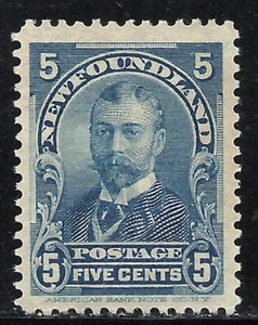 NEWFOUNDLAND SCOTT 85 MNG VF - 1899 5c BLUE DUKE OF YORK ISSUE CAT $42.50 - Picture 1 of 2