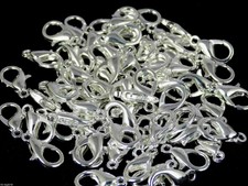 25 pcs 925 Silver Plated Brass Fish Lock Finding Lobster Clasps For Link Jewelry