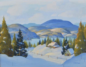 Graham Nobel Norwell 1901-67 OSA Oil Painting Winter Landscape Canadian - Bild 1 von 24