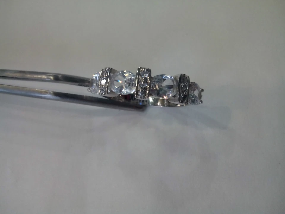 Anello donna fedina argento 925,zirconi bianchi Misura 12  San Valentino Ring - Immagine 1 di 1