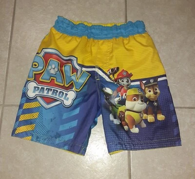 Traje de baño Paw Patrol amarillo azul persecución escombros talla 4t 4 niño pequeño Foto 1 de 3
