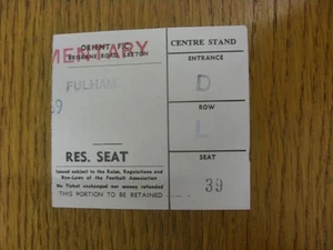 29/09/1969 Ticket: Leyton Orient v Fulham. Item appears to be in good condition - Picture 1 of 1