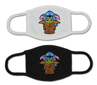 Baby Yoda and Stitch Face Mask Disney World Epcot Star Wars Adult USA made - Photo 1/2