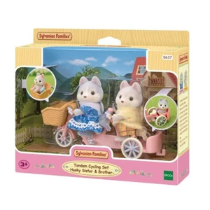 Sylvanian Families - Tandem Cycling Set Husky Sister & Brother Animal Doll Pl... - Picture 1 of 4