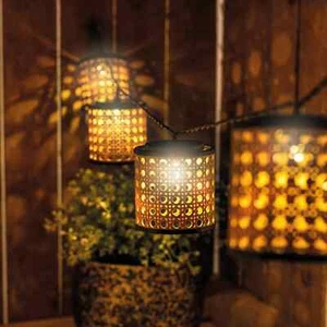 2x LED Solar Deko Lichterkette Garten Leuchte Lampe orientalisch Sonnenschirm - Bild 1 von 7