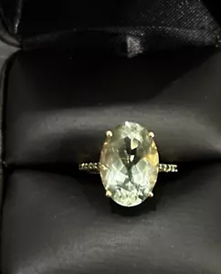 Hirajule 14kt Gold Green Amethyst Multi Prong Ring Size 6 - Picture 1 of 4