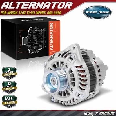 Alternador para Nissan 370Z 2010-2020 INFINITI Q60 QX50 QX70 130A 12V CW 7 ranuras Foto 1 de 4