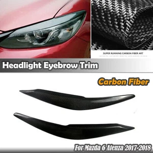 For Mazda 6 Atenza 2017-2019 Headlight Eyebrow Eyelid Cover Trim Carbon Fiber 2x - Picture 1 of 7