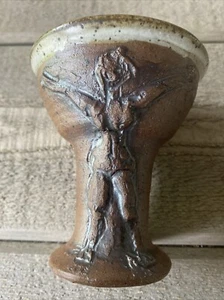 Studio Art Pottery Cup Figural Brown Speckle Glaze - Picture 1 of 5