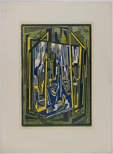 Joachim Lutz, "ARCHITEKTUR" Farbholzschnitt, dünnes Japanpapier, sign. num. 1953 - Bild 1 von 6