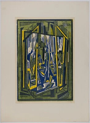 Joachim Lutz, "ARCHITEKTUR" Farbholzschnitt, dünnes Japanpapier, sign. num. 1953 - Bild 1 von 4