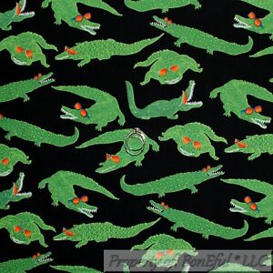 BonEful TISSU FQ courtepointe coton noir vert orange crocodile alligator Floride États-Unis