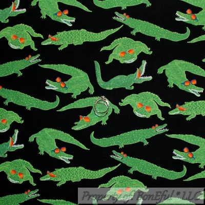 Edredón de algodón BonEful FABRIC FQ negro verde naranja cocodrilo cocodrilo Florida EE. UU. Foto 1 de 4