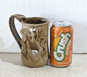 Vintage Robert Weiss Becher Tasse Kunstkeramik lustig glückliches Gesicht Schnurrbart großes Lächeln - Bild 1 von 12