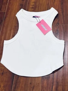 Edikted White Cropped Tank Top - Size M - New With Tags - Picture 1 of 5