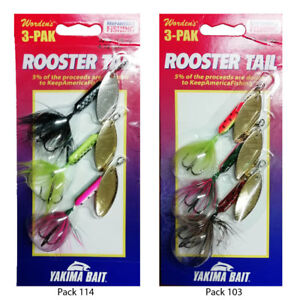 Wordens Rooster Tail Fishing Spinners, Assorted 3 Pack  3 Sizes 3.5g -5g & 7gm  