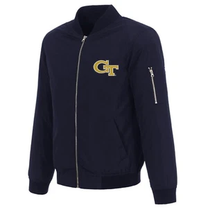 NCAA Georgia Tech Giacche Gialle JH Design Giacca Bomber Nylon Leggero Navy - Foto 1 di 3